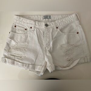 Abercrombie & Fitch Women's White Distressed Shorts